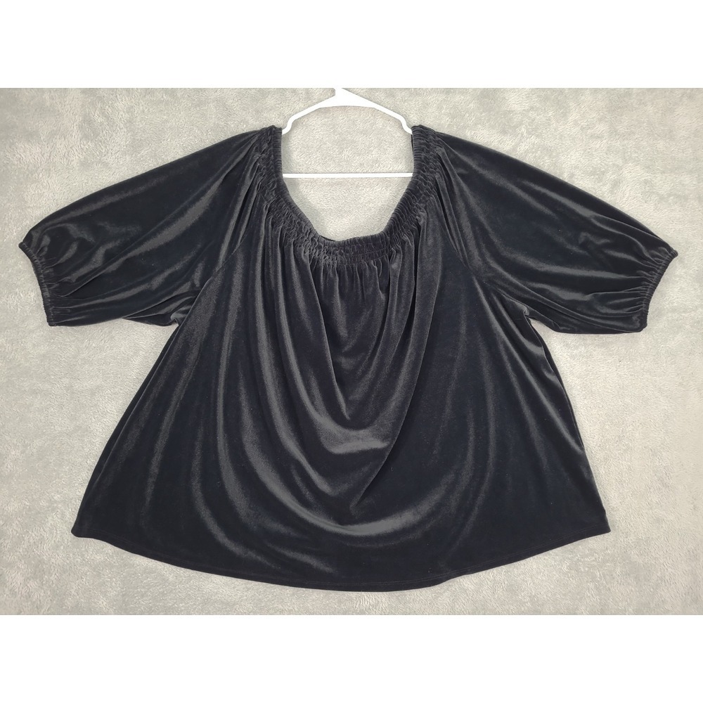 J Jill‎ Womens Blouse Sz 4XL Black 3/4 Sleeves Ruched Wearever Casual Stretchy
